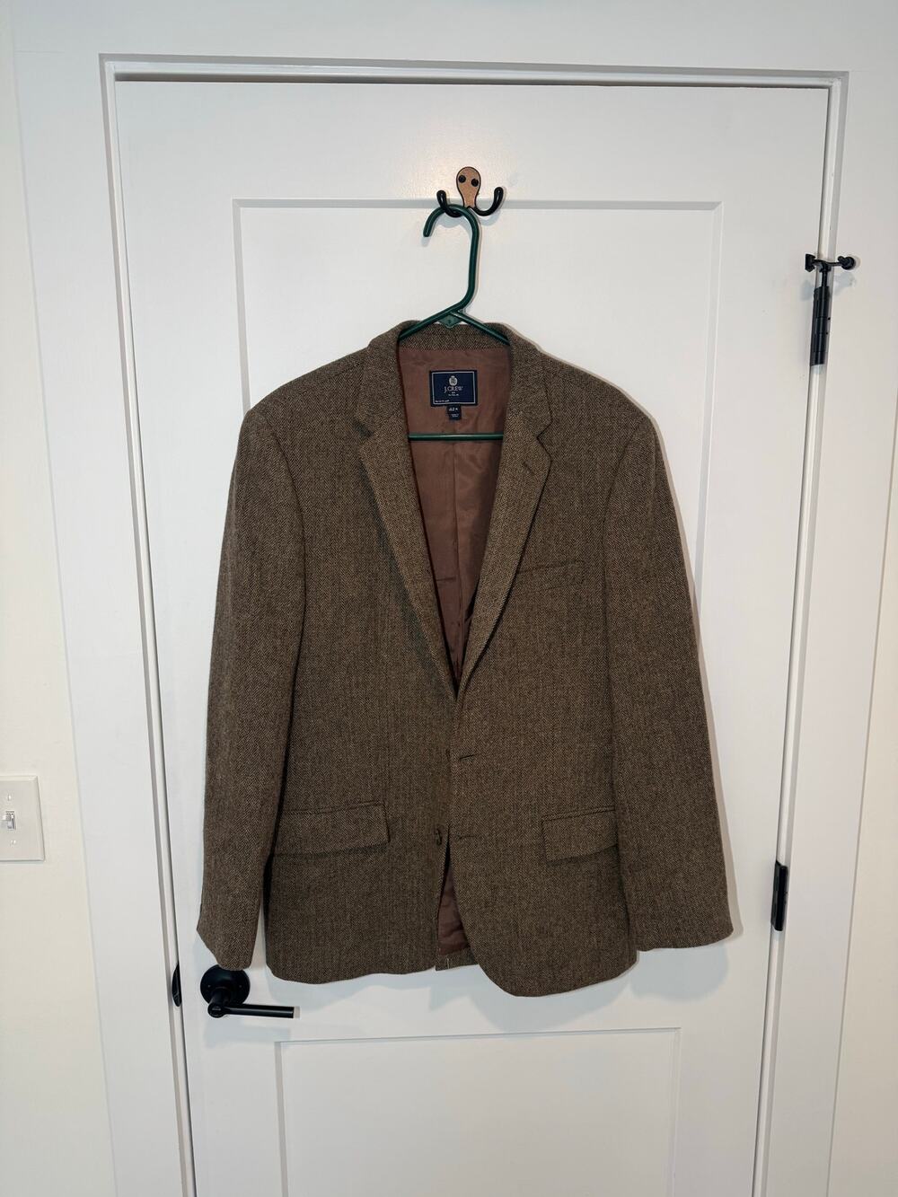 J.Crew Thompson Herringbone Tweed Wool Blazer Sport Coat Brown Men's 42R Classic